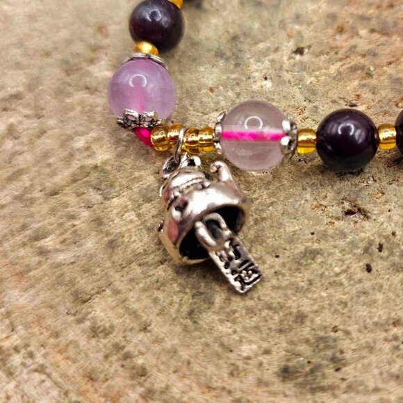 Beautiful Nature Red Garnet Mixed Crystal lucky Cat Charm Bracelet - Picture 5 of 10